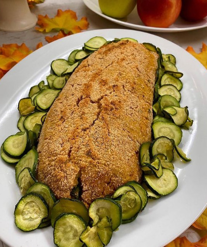 Polpettone zucca e patate ripieno di spinaci e scamorza filante