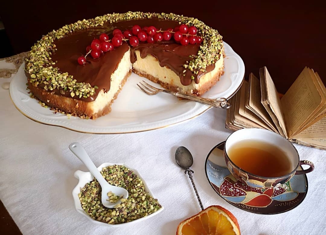 Cheesecake con crema al cioccolato